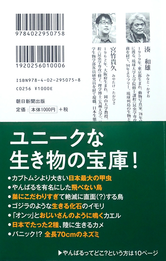 朝日新書『世界自然遺産やんばる』表4